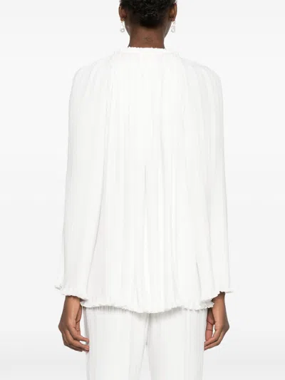 Lanvin Pleated Frilled Neckline Top With Bead Embellishment