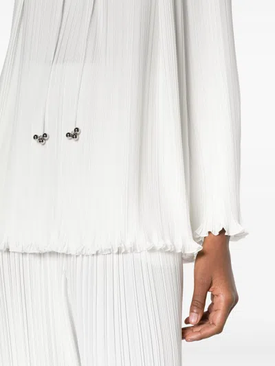 Lanvin Pleated Frilled Neckline Top With Bead Embellishment