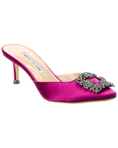 Manolo Blahnik Hangisimu 50 Satin Mule In Pink