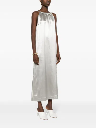 Loulou Studio Morene Metallic Silk-blend Charmeuse Midi Dress