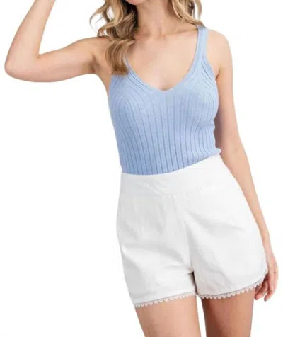 Eesome Ribbed V Neck Tank Top In Periwinkle In Blue