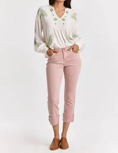 Dear John Denim Blaire Slim Straight Cuffed Jeans In Blush In Gold