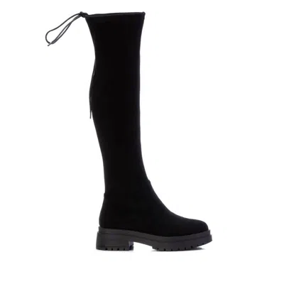 Xti 142122 Womens Drawstring Hem Manmade Knee-high Boots In Black