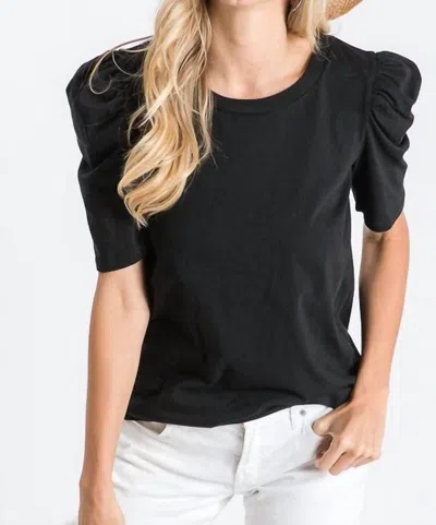 7th Ray Puff Short Sleeve Top In Black In Black