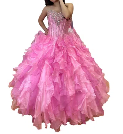 House Of Wu Strapless Quinceañera Dress In Pink In Pink