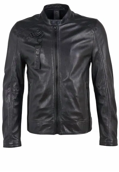 Mauritius Men's Leather Jacket In Black In Black
