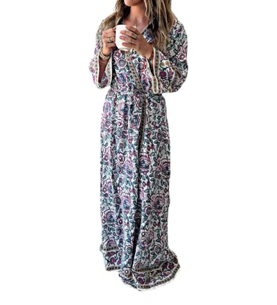 Sur La Vague Draper Robe In Purple In Purple