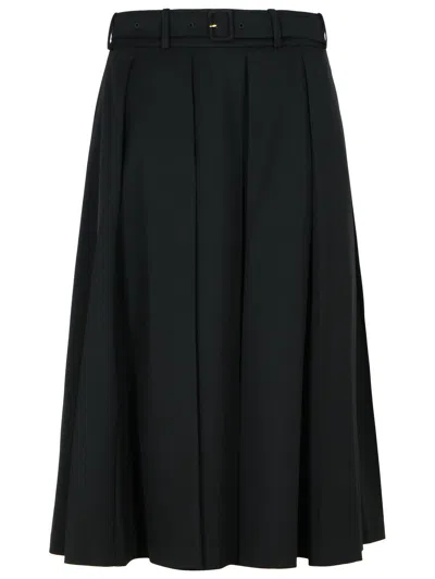 Patou Wool Skirt With A-line Silhouette And Side Pockets