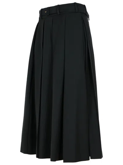 Patou Wool Skirt With A-line Silhouette And Side Pockets