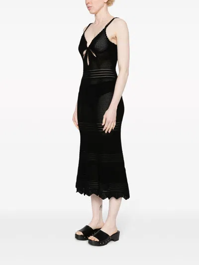 Shop Self-portrait Self Portrait Black Crochet Cut Out Midi Dress