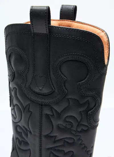 Ganni Embroidered Western Boots Women In Black