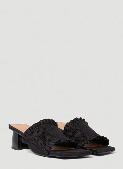 Shop Ganni Women Smock Kitten Heel Mules In Black