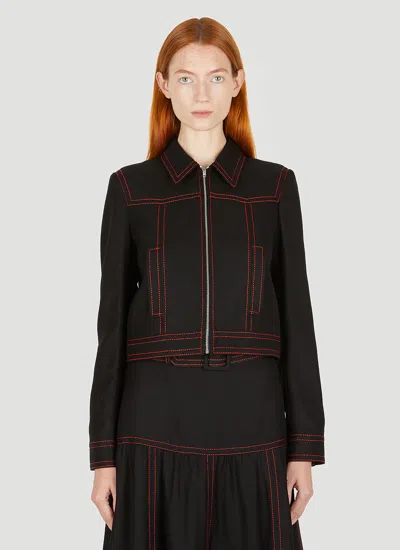 Gucci Viscose Canvas Bomber Jacket In Black