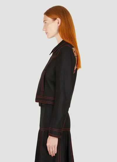 Gucci Viscose Canvas Bomber Jacket In Black