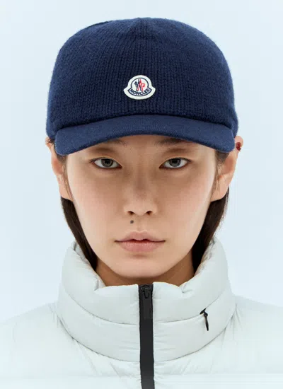 Moncler Women Knitted Baseball Cap In Blue