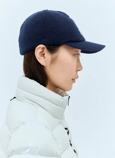 Moncler Women Knitted Baseball Cap In Blue