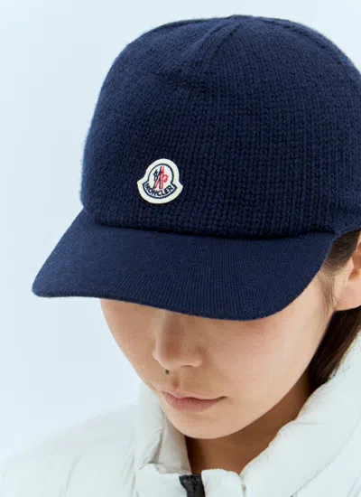 Moncler Women Knitted Baseball Cap In Blue