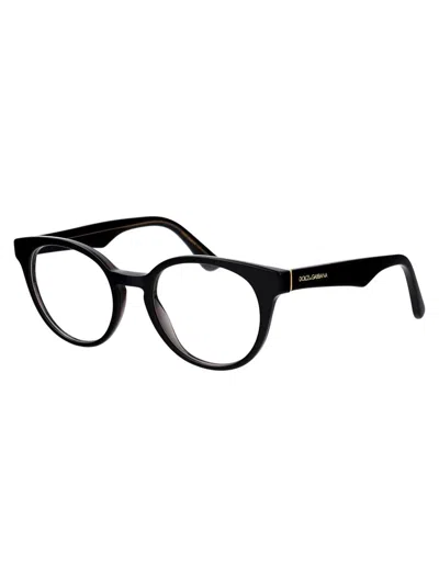 Dolce & Gabbana Round Frame Glasses In 3246 Black/transparent Grey