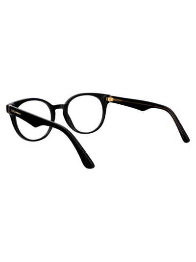 Dolce & Gabbana Round Frame Glasses In 3246 Black/transparent Grey