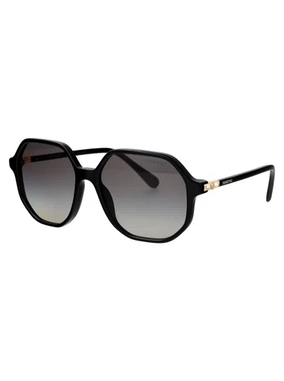 Swarovski Sk6003 Irregular-frame Gem-embellished Acetate Sunglasses In 100111 Black