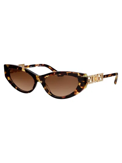 Versace Bright Greca Embellished Cat-eye Sunglasses In Brown