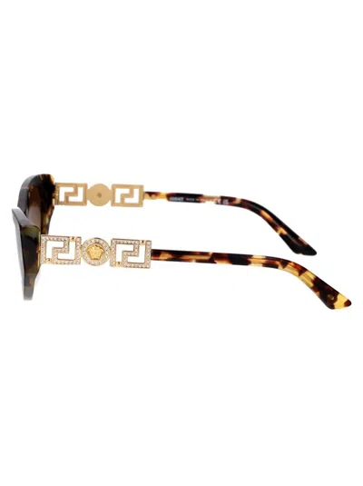 Versace Bright Greca Embellished Cat-eye Sunglasses In Brown