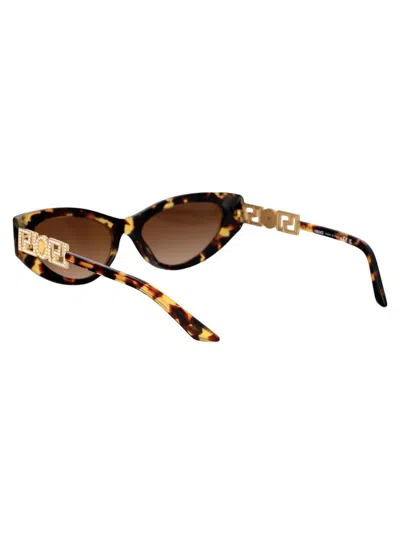Versace Bright Greca Embellished Cat-eye Sunglasses In Brown