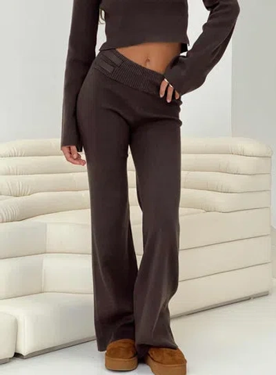 Princess Polly Lower Impact Try Me Knit Pants In Chocolate