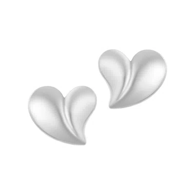 Adornia Tarnish Resistant Silver Plated Oversized Puffy Heart Earrings In Silver