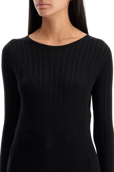 Shop Lanvin Lightweight Ribbed Crewneck Sweater In Black