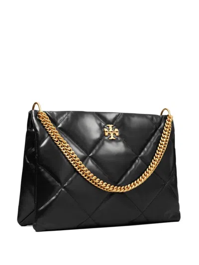 Shop Tory Burch Kira Diamond Leather Tote Handbag In Black