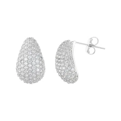 Adornia Sterling Silver Plated Teardrop Pave Earrings In Silver