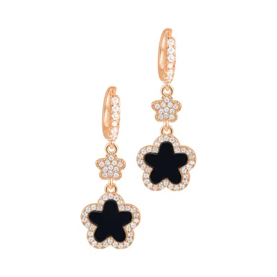 Adornia Gold Cubic Zirconia White Clover Earrings In Black