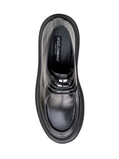 Dolce & Gabbana Brushed Calfskin Derby Shoes In Black