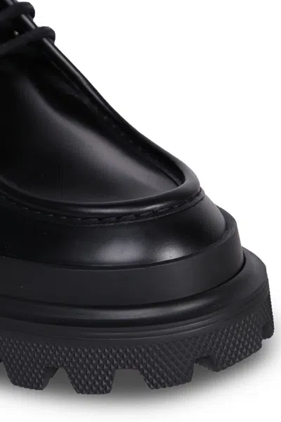 Dolce & Gabbana Brushed Calfskin Derby Shoes In Black