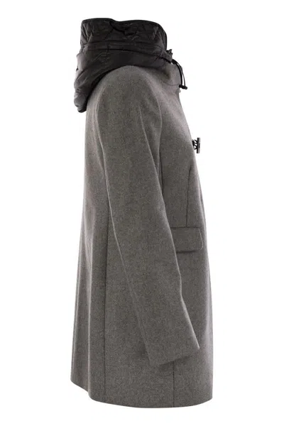 Fay Hooded Wool-blend Coat In Grey