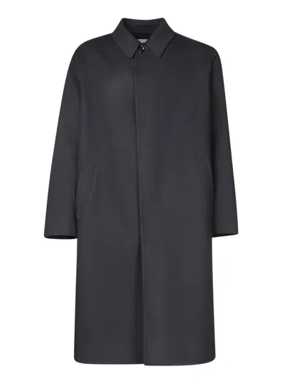 Lardini Collared Wool Coat Featuring Side Pockets In Black