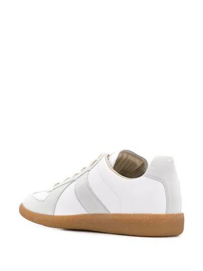Maison Margiela Off White Leather And Grey Suede Replica Sneakers In White