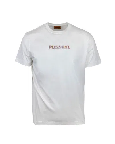 Missoni Crew Neck Embroidered Design Short Sleeves In White