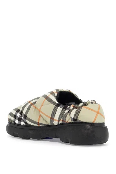 Burberry Pillow Check Motif Slippers In Beige