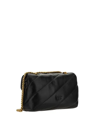 Pinko Quilted Chain Shoulder Bag With Gold-tone Hardware In Black