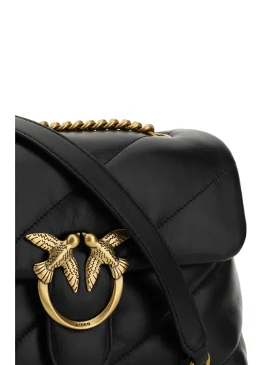 Pinko Quilted Chain Shoulder Bag With Gold-tone Hardware In Black