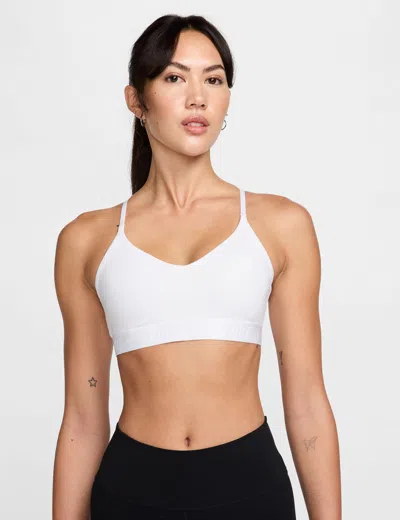 Nike Indy Light Support Padded Adjustable Sports Bra In White