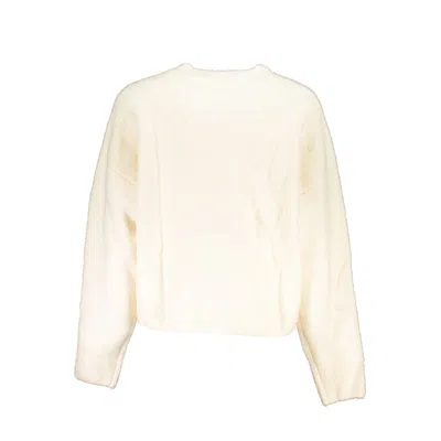 Desigual Chic White Embroidered Crew Neck Sweater In White