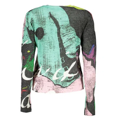 Desigual Elegant Contrast Crew Neck Sweater In Black