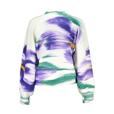 Desigual Elegant Crew Neck Sweater With Contrast Detailing In White