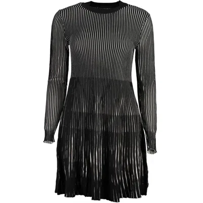 Desigual Elegant Long Sleeve High Neck Dress With Contrast In Black