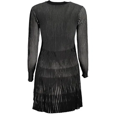 Desigual Elegant Long Sleeve High Neck Dress With Contrast In Black