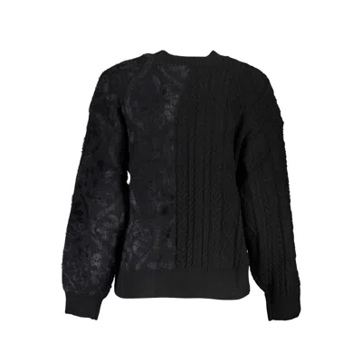 Desigual Elegant Turtleneck Sweater With Contrast Details In Black