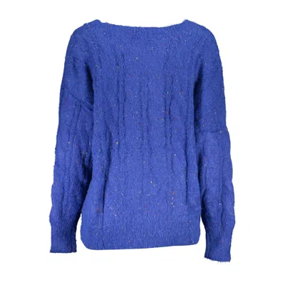 Desigual Vibrant V-neck Sweater With Contrasting Details In Blue